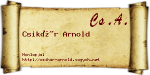 Csikár Arnold névjegykártya